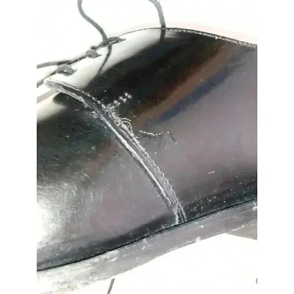 Samuel Windsor Black Leather Square  Toe Lace Up Oxfords Shoes Men's 8 - Picture 6 of 9